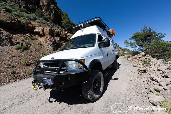 Camper van on Steens Mountain Loop Road, Oregon