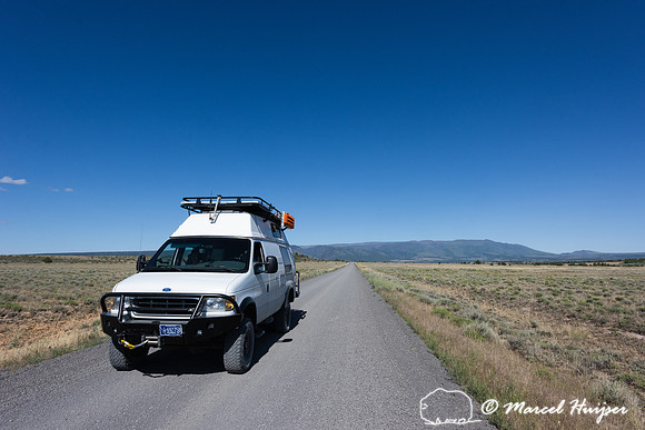Camper van on Steens Mountain Loop Road, Oregon