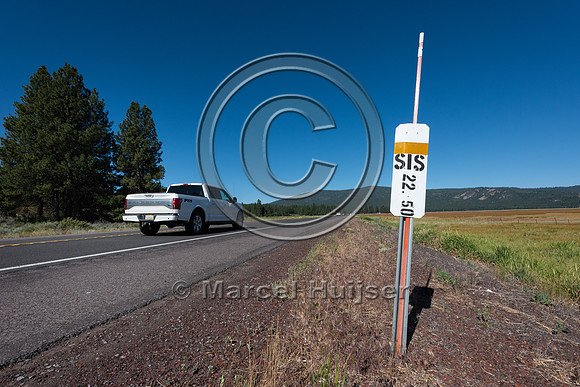 Mile reference post, Klamath National Forest, California