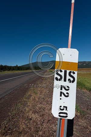 Mile reference post, Klamath National Forest, California
