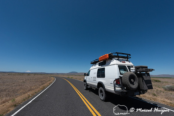 Camper van in Lava Beds National Monument, California