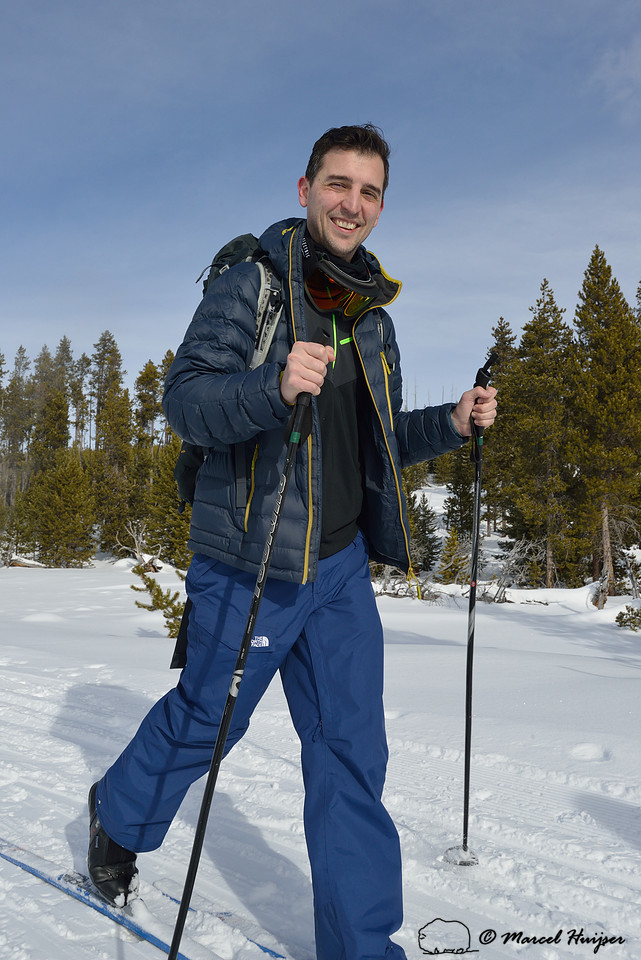 Cross-country skiers, Yellowstone National Park, Wyoming, USA