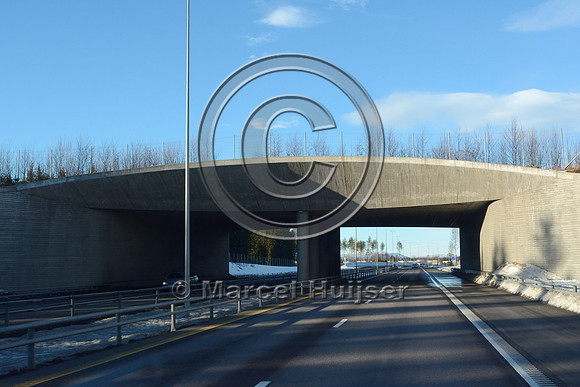 Wildlife overpass (about  40 m wide), E6 motorway, near Mogreina, Norway