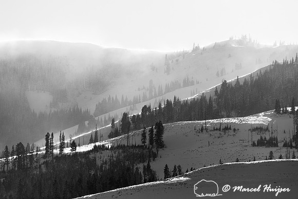 Snowy ridges highlighted in the sun, Wyoming