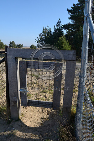 Push gate for wild boar (Sus scrofa) on top of wildlife overpass Oud Reemst (about 35 m wide), south of Otterlo, The Netherlands