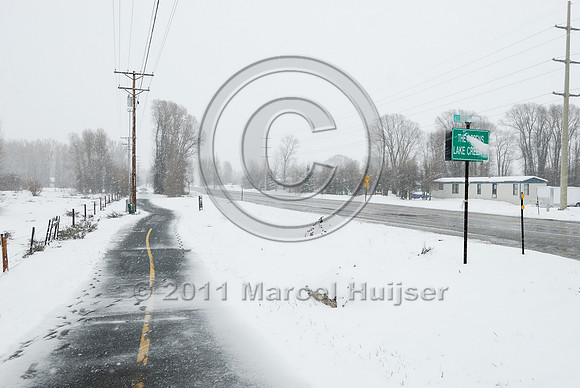 Bike and pedestrian path in snow, WY