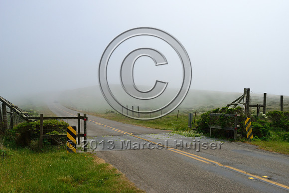 Wildlife guard for tule elk (Cervus canadensis nannodes), Point Reyes National Seashore, California, USA