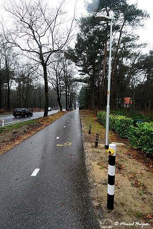 Push button for green street lights, N302, Leuvenumseweg, Sonnevanck, east of Harderwijk, The Netherlands