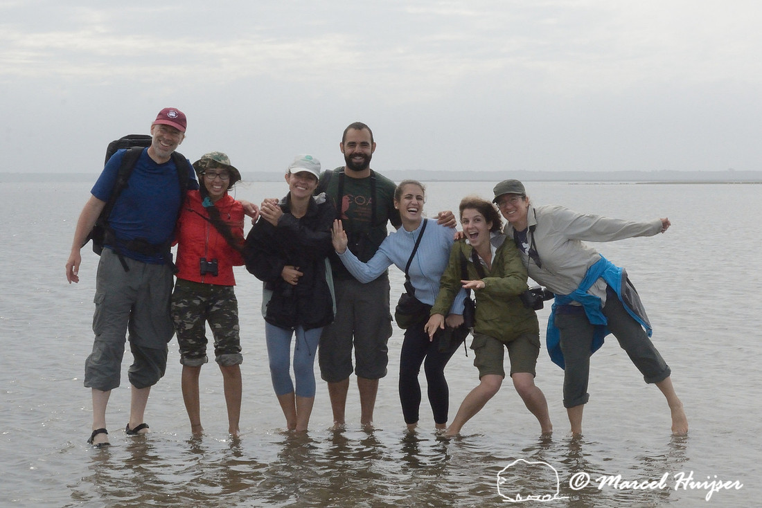 Left to right, Marcel Huijser, Gabriela Schuck, Paula Pinheiro, Diogenes Borges, Machado, Larissa Oliveira Gonçalves, Fernanda Zimmermann Teixeira, Bethanie Walder, Lagoa do Peixe, Rio Grande do Sul