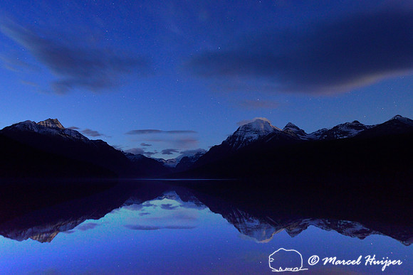 Bowman Lake in last light, Glacier National Park, USA