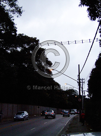 Note: image has relatively low resolution. Arboreal overpass for howler monkeys and sloths across a road bordering the zoo, Parque Zoologico de Sao Paulo, Av. Miguel Stéfano, São Paulo, Brazil