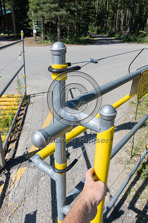 Electrified barrier to keep bears out of a campground, Lake Loui