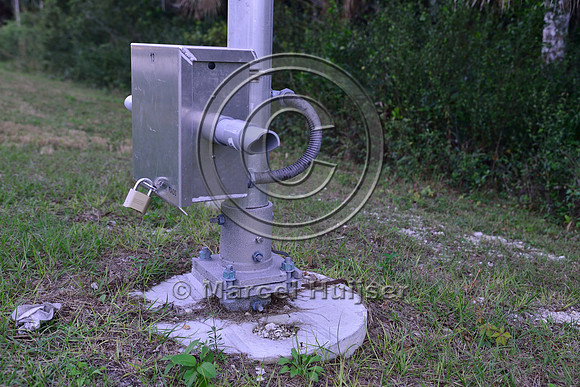 Animal detection system sensor (infrared break-the-beam manufactured by SIMREX, installed by Transcore, Tamiami Trail, US Hwy 41, Florida, USA