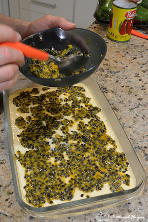 Making passion fruit mousse