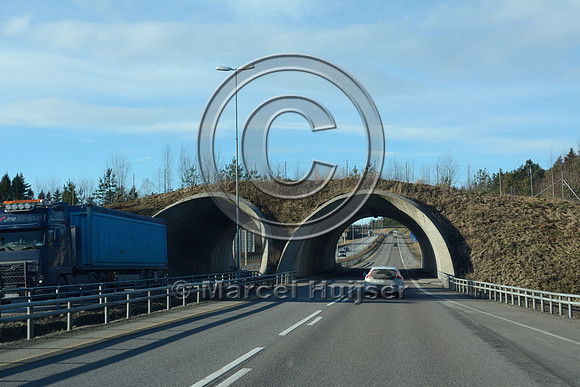 Wildlife overpass (about  28 m wide), E6 motorway, near Råde, Norway