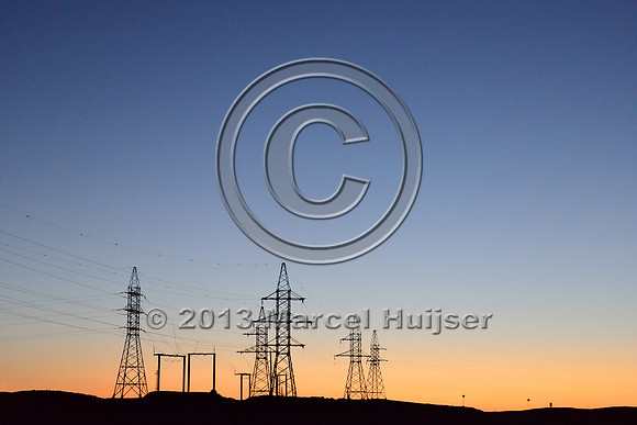 High voltage power lines for the Oyu Tolgoi mine, Gobi, Mongolia