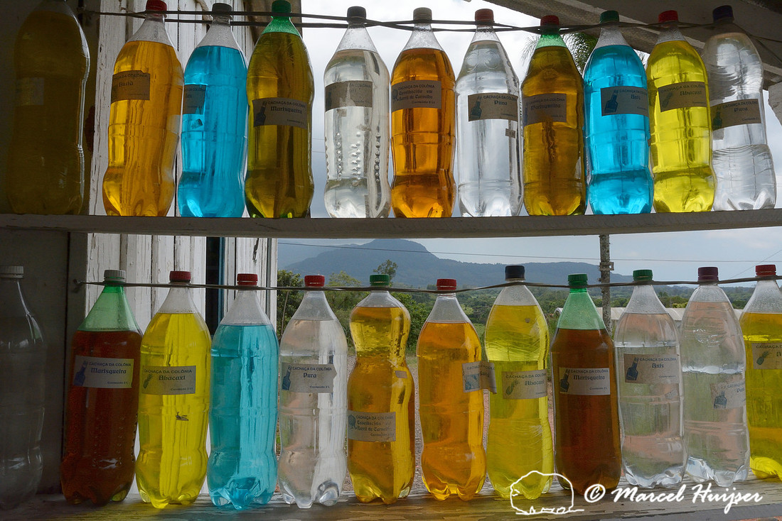Homemade Cachaça  (made from sugarcane juice), roadside stand, Rio Grande do Sul, Brazil