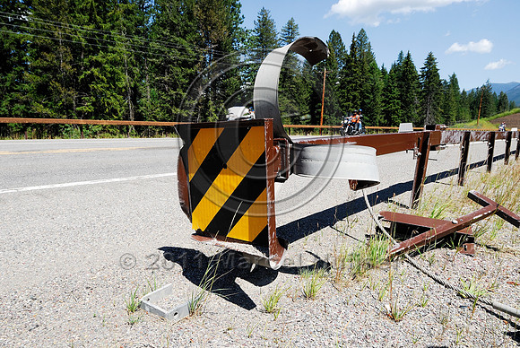 Box beam steel guard rail with impact from a vehicle at start guard rail, MT