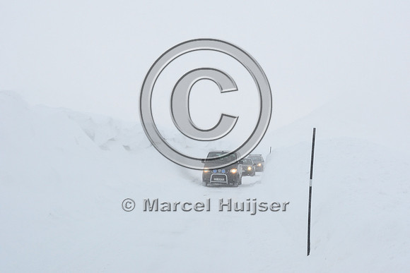 Challenging winter driving conditions, Hwy 27, Norway