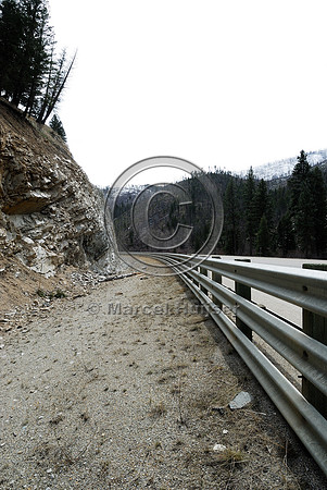 Rock fall barrier, US Hwy 93 near Sula, Montana, USA