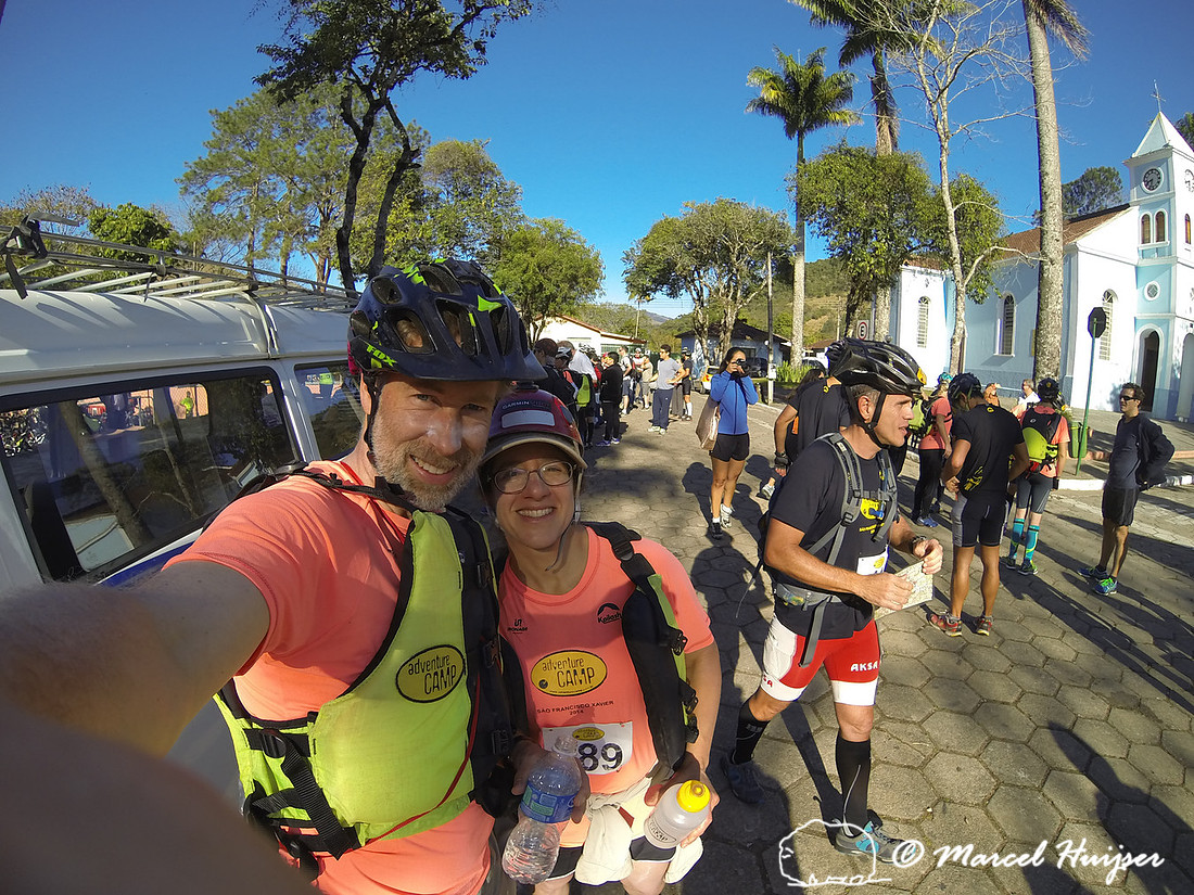 Marcel Huijser and Bethanie Walder at the start of the Adventure Camp Race, São Francisco Xavier, São Paulo, Brazil