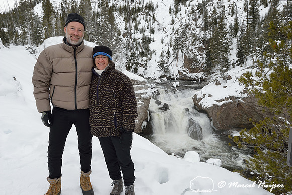 Marcel Huijser and Bethanie Walder, Fire Hole Falls, Yellowstone National Park, Wyoming, USA