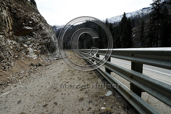 Rock fall barrier, US Hwy 93 near Sula, Montana, USA