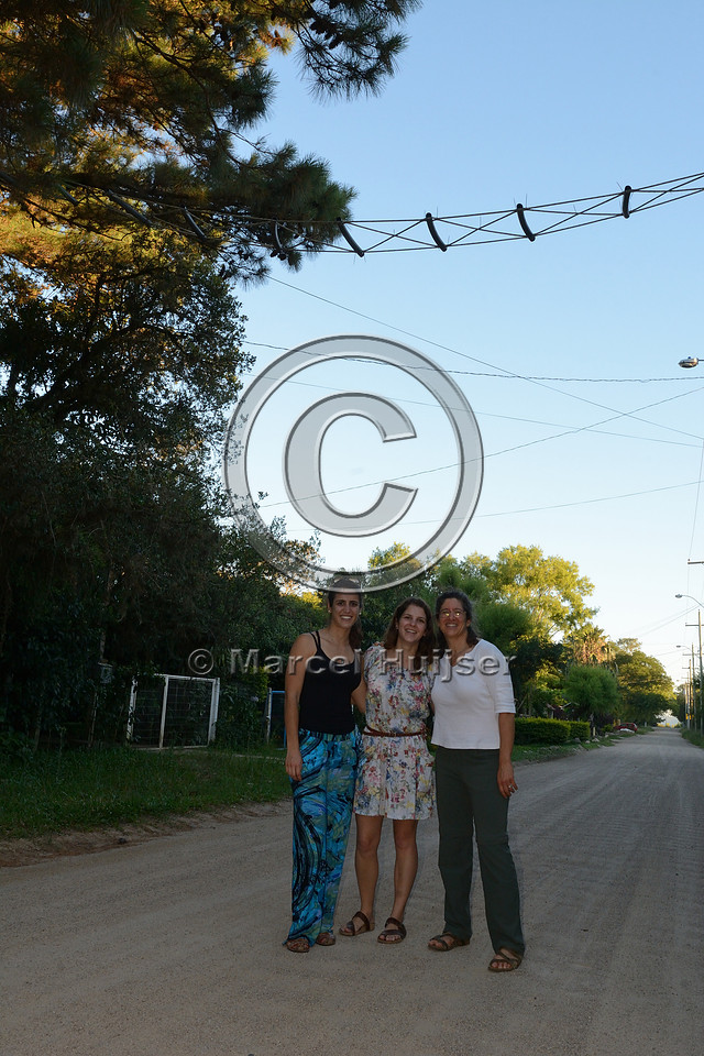 Larissa Oliveira Gonçalves, Fernanda Zimmermann Teixeira and Bethanie Walder at a canopy crossing, near Porto Alegre, Rio Grande do Sul, Brazil