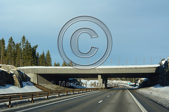 Wildlife overpass (about  40 m wide), E6 motorway, near Eidsvoll, Norway