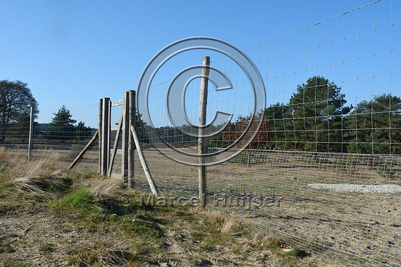 Wildlife fence at approach of wildlife overpass Oud Reemst (about 35 m wide), south of Otterlo, The Netherlands